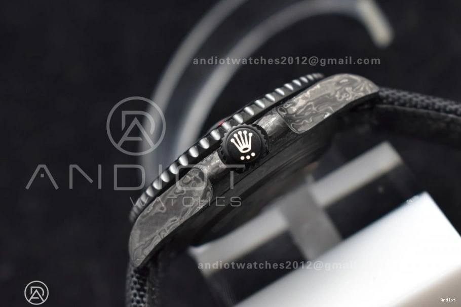 Nylon VSF Carbon Submariner VS3135 Edition Dial Best Black DIW on Red 1:1 Black Strap 0208